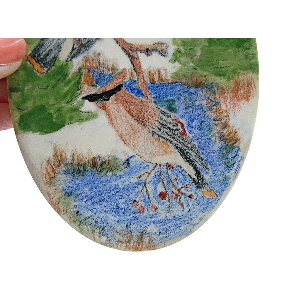 Vintage Wheeling Multicolor Cardinal Birds Outdoor Wildlife Scenery Tile Pottery - Picture 3 of 10